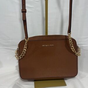 Michael Kors Tan Crossbody Bag with Gold Chain